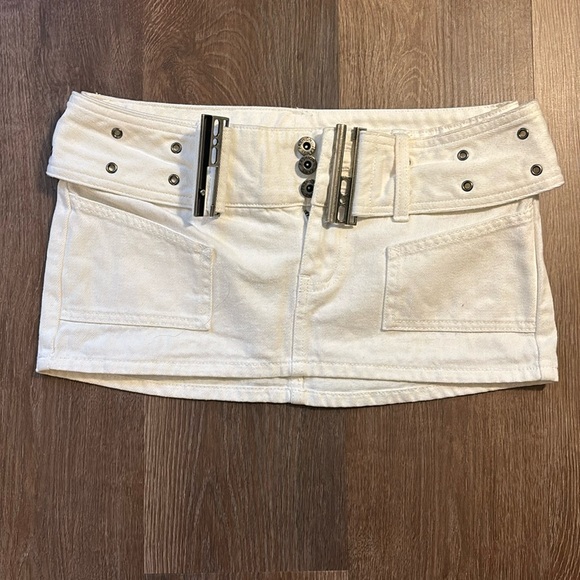 Danielle Guizio Dresses & Skirts - Guizio White Denim Micro Mini Skirt w/ Belt